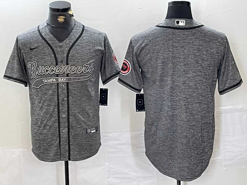 Men%27s Tampa Bay Buccaneers Blank Grey Gridiron With Patch Cool Base Stitched Baseball Jersey->tampa bay buccaneers->NFL Jersey